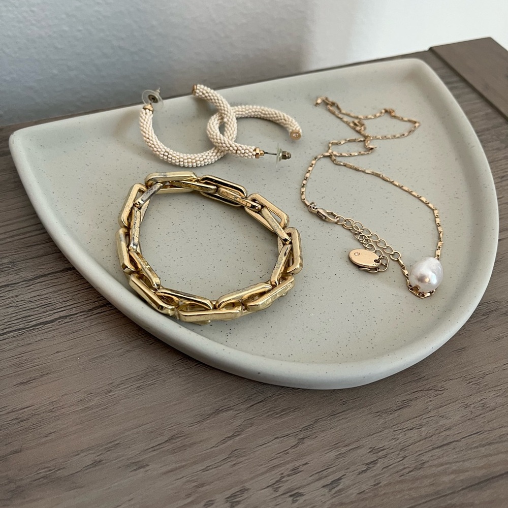 Crate&Barrel Half Oval Ceramic Trays Jewelry Dish